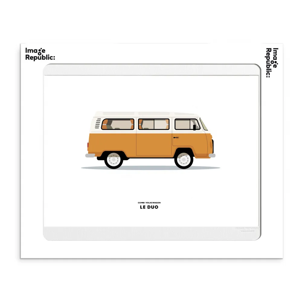 30X40cm Le Duo Voiture Combi Volkswagen Orange