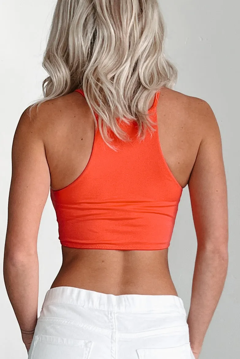 Adalia Curved Hem Seamless Cami Top (Dark Coral)