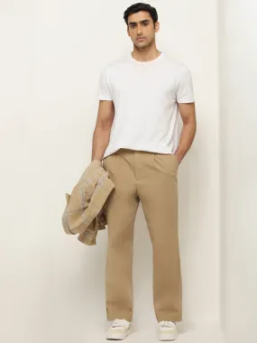 Ascot Beige Relaxed-Fit Mid-Rise Cotton Chinos