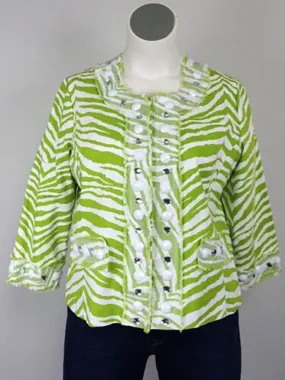 Berek Size XL Lime Green & White Zebra Jacket