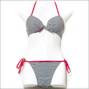 Black & White Lines Bikini Set