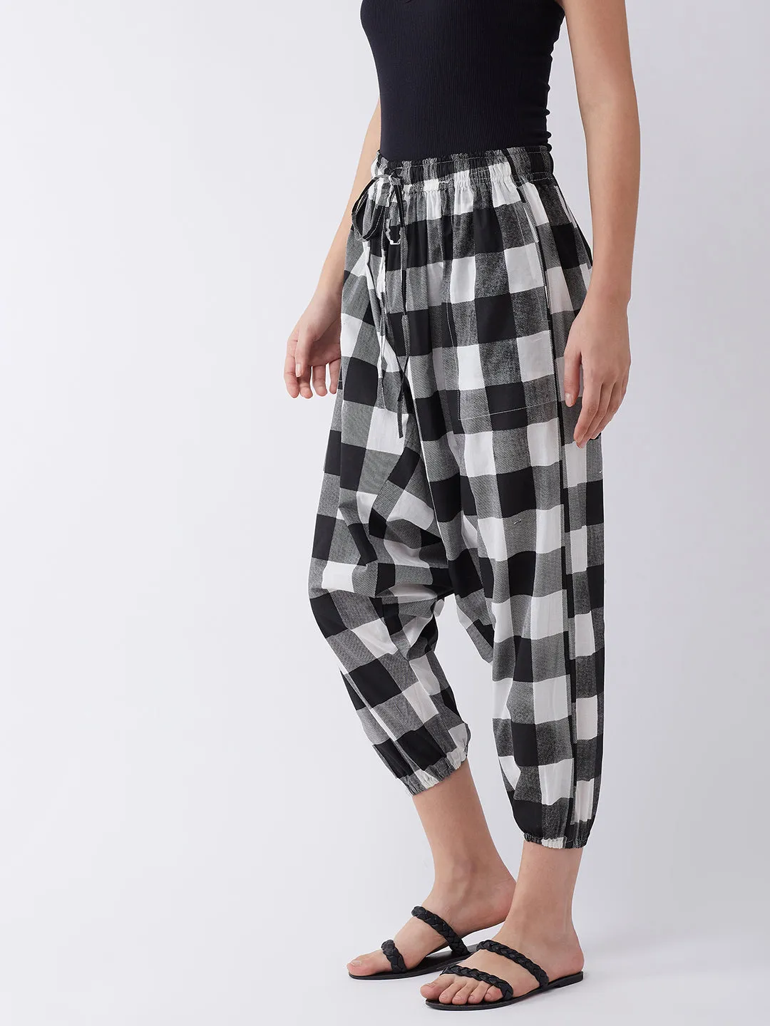 Black Check Harem Pants