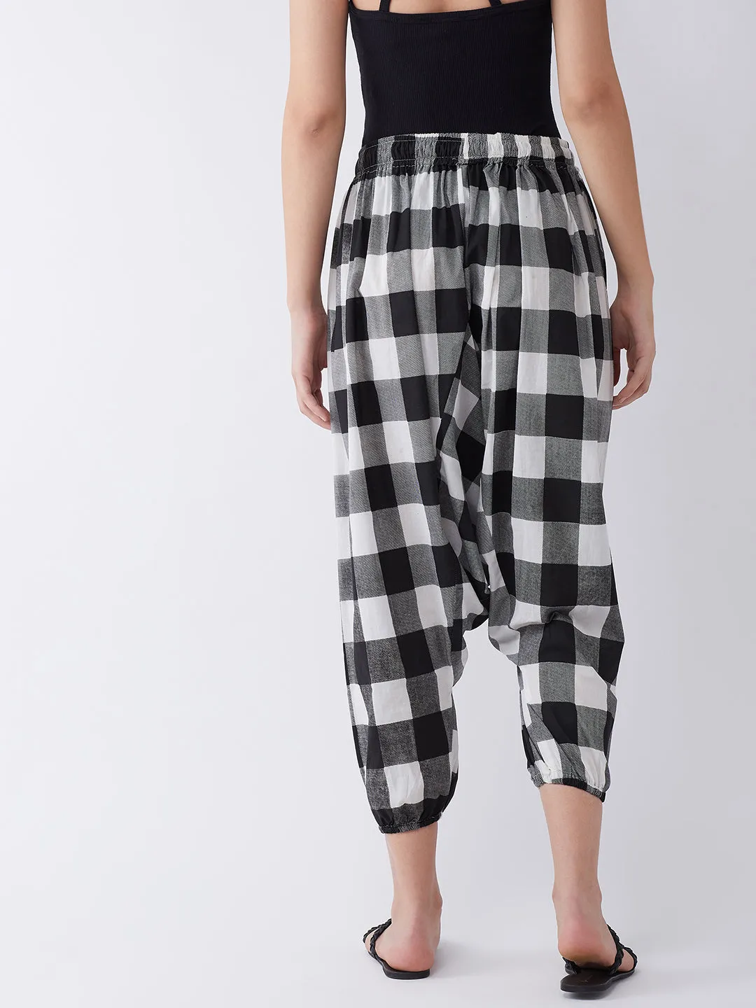 Black Check Harem Pants