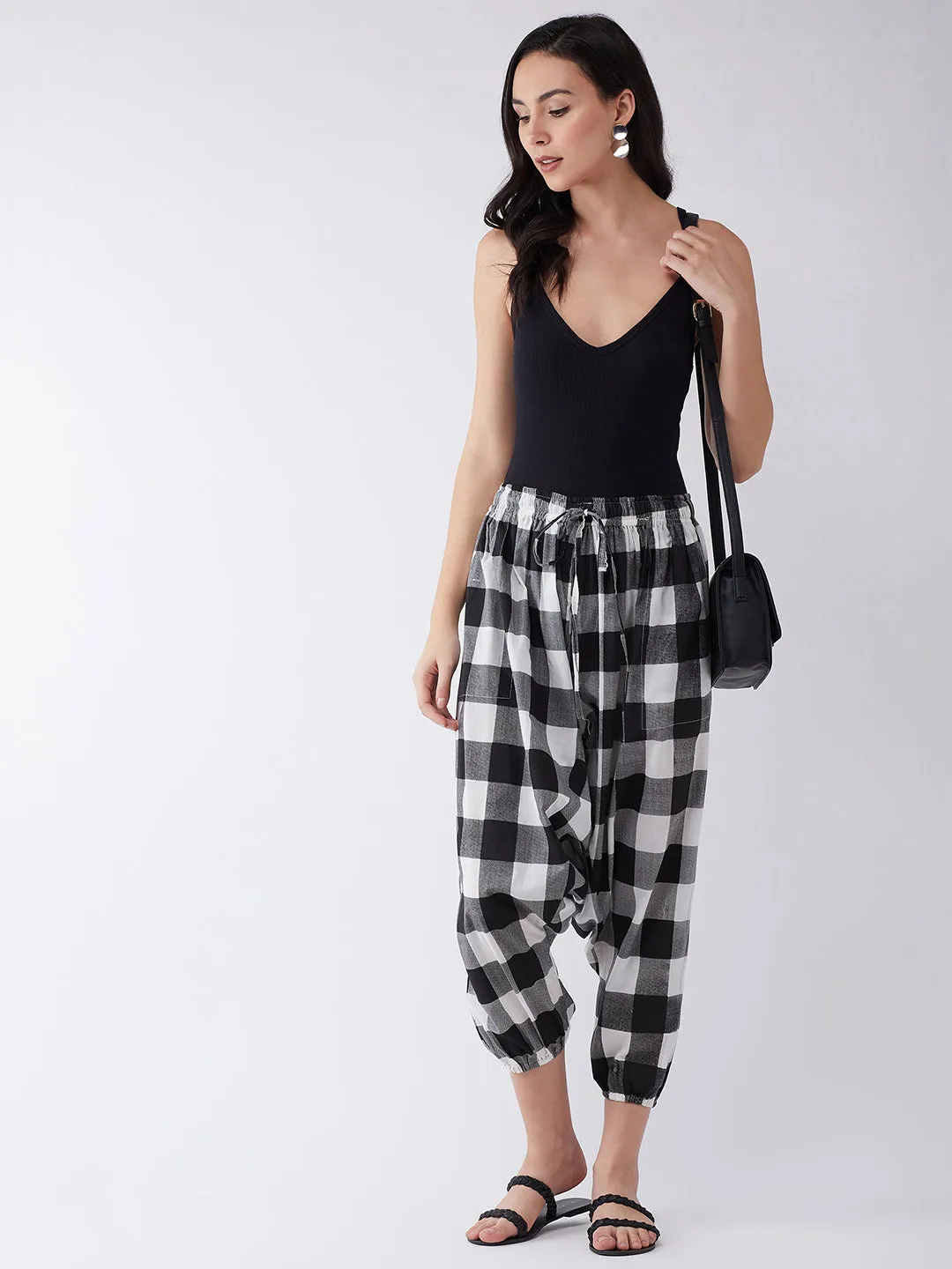 Black Check Harem Pants