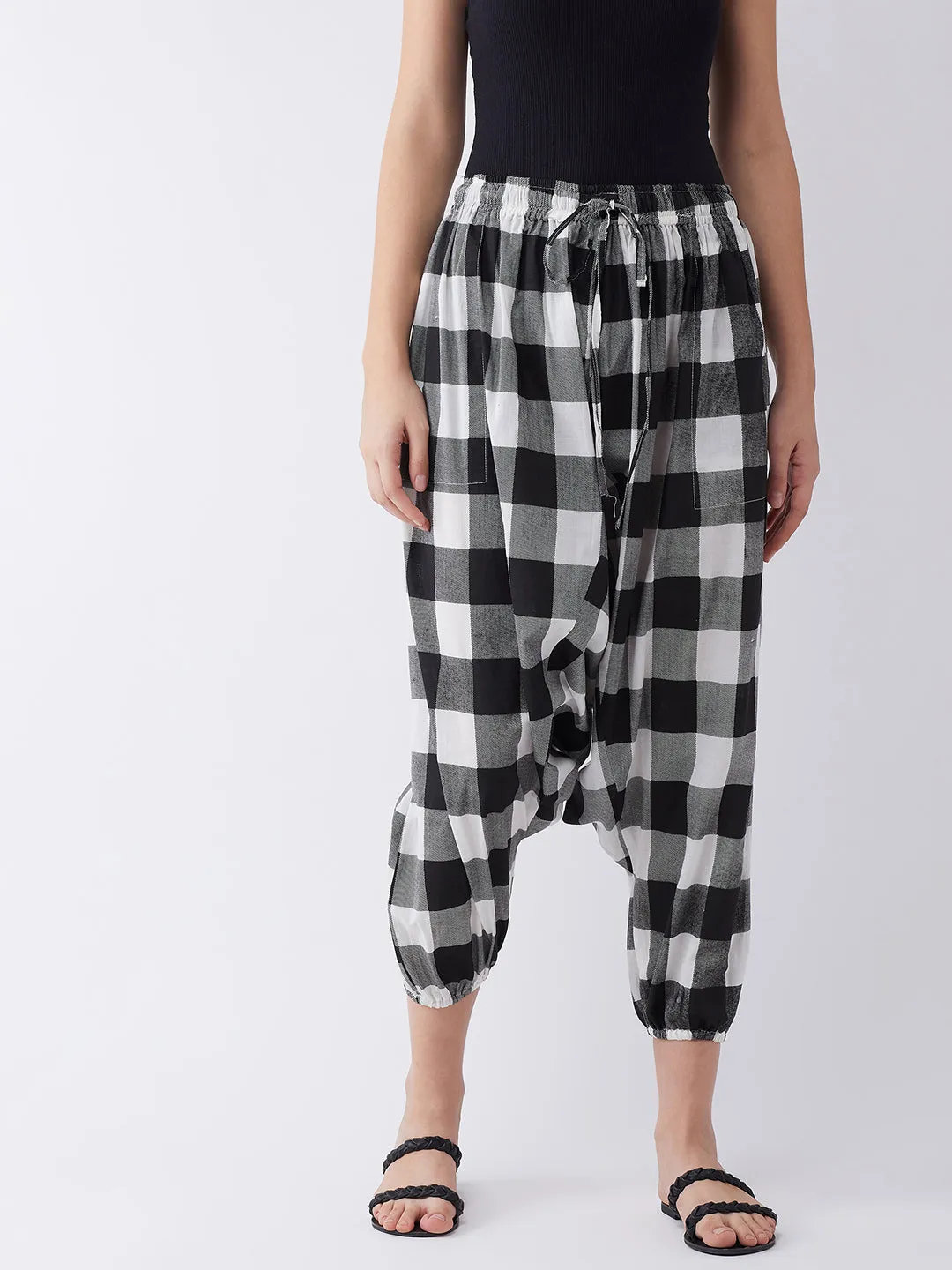 Black Check Harem Pants