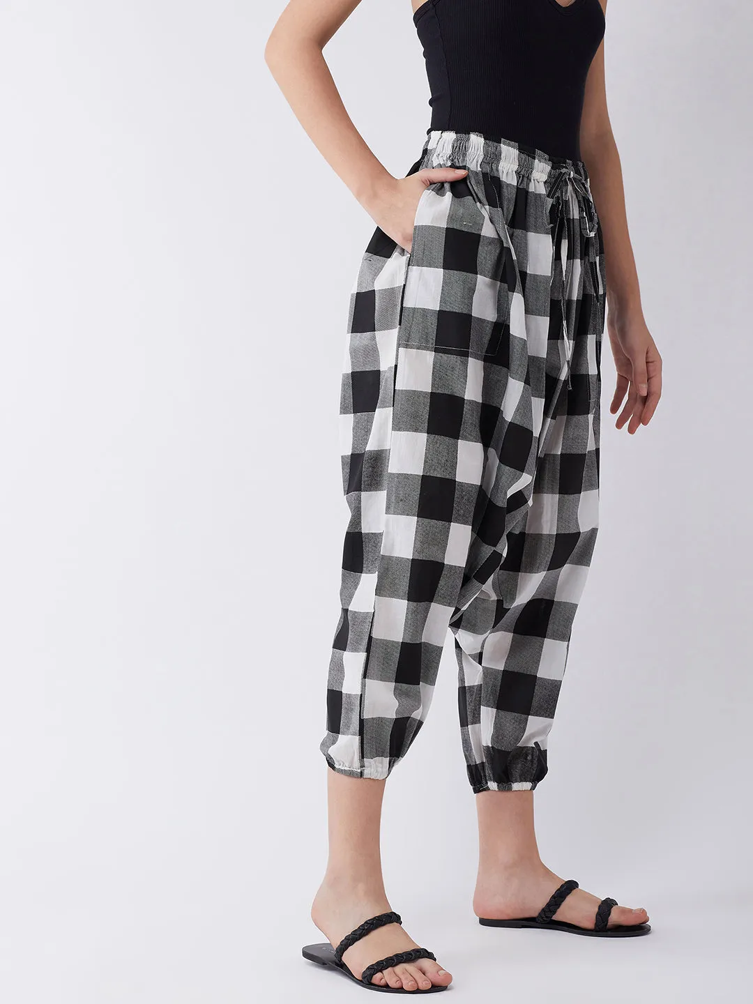 Black Check Harem Pants