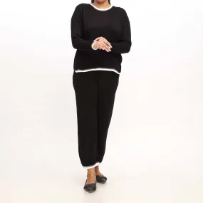 Black Cotton Thread Sweater Co-ord Set PW4848