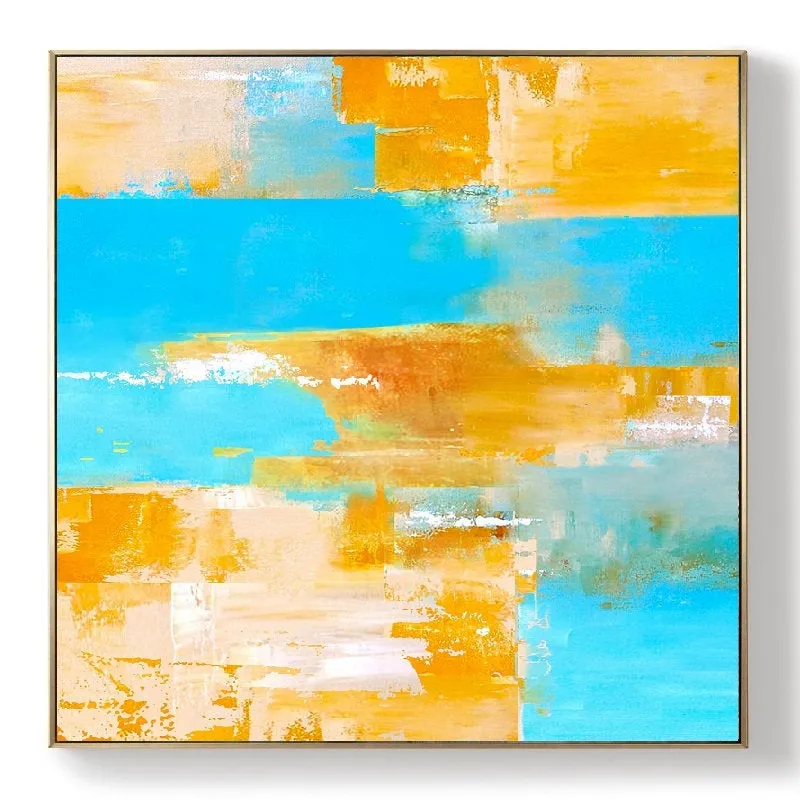 Blue Yellow Abstract Painting Abstract Canvas Wall Art Np008