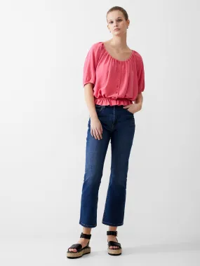 Button Crinkle Peasant Top