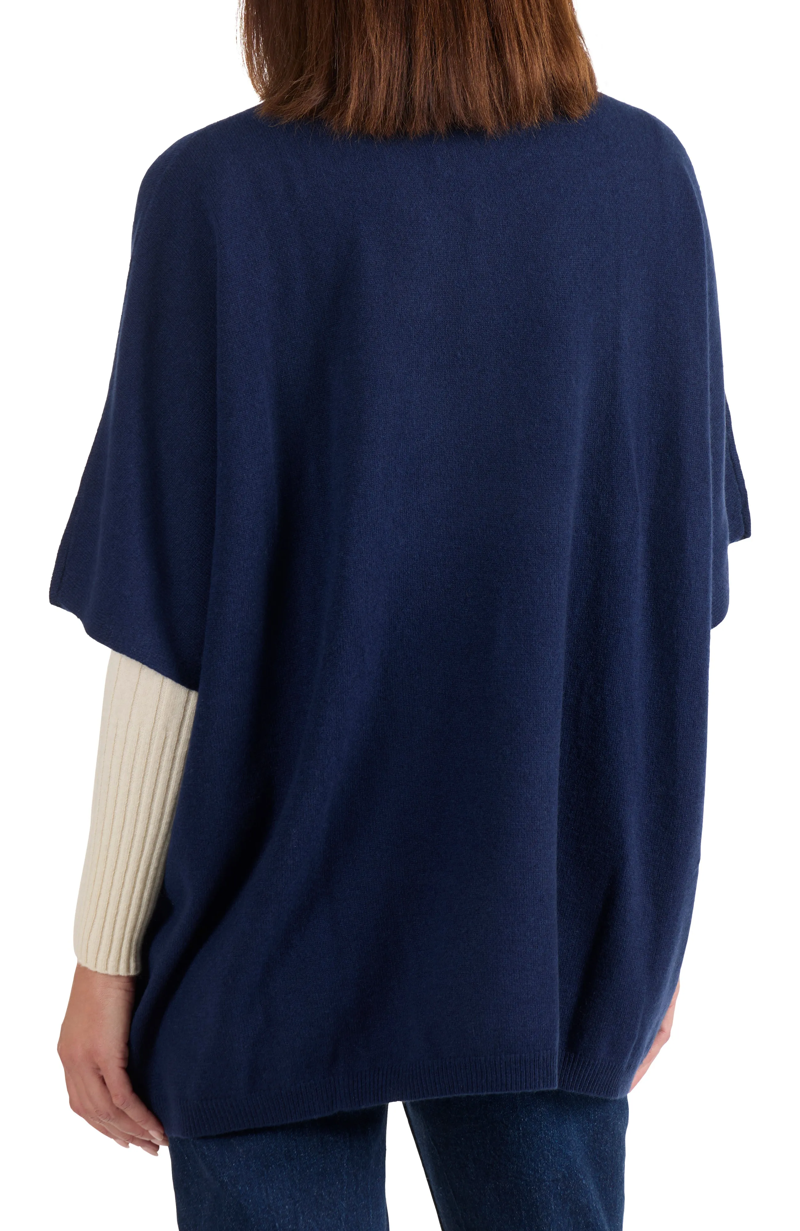 CASHMERE KNIT CREW NECK PONCHO