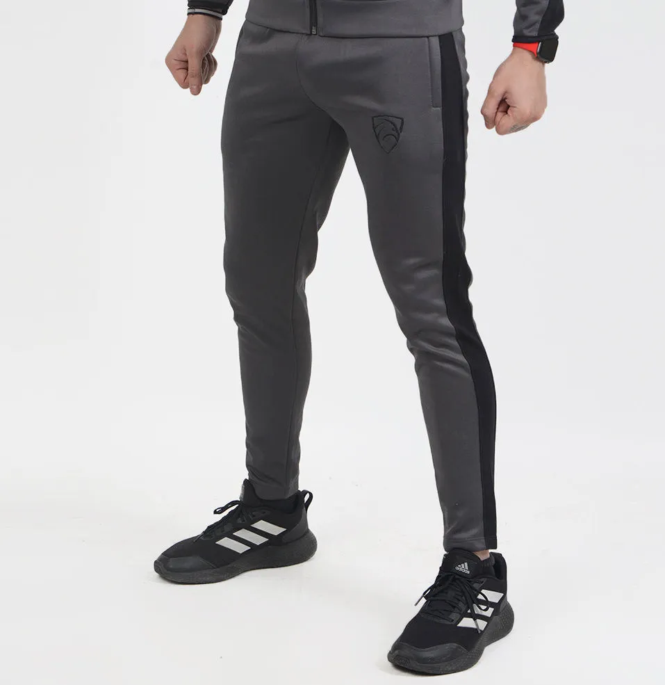 Charcoal Poly Fleece Bottoms With Black Panel