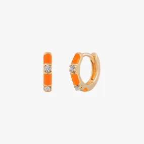 Coral Orange CZ Huggie Hoop