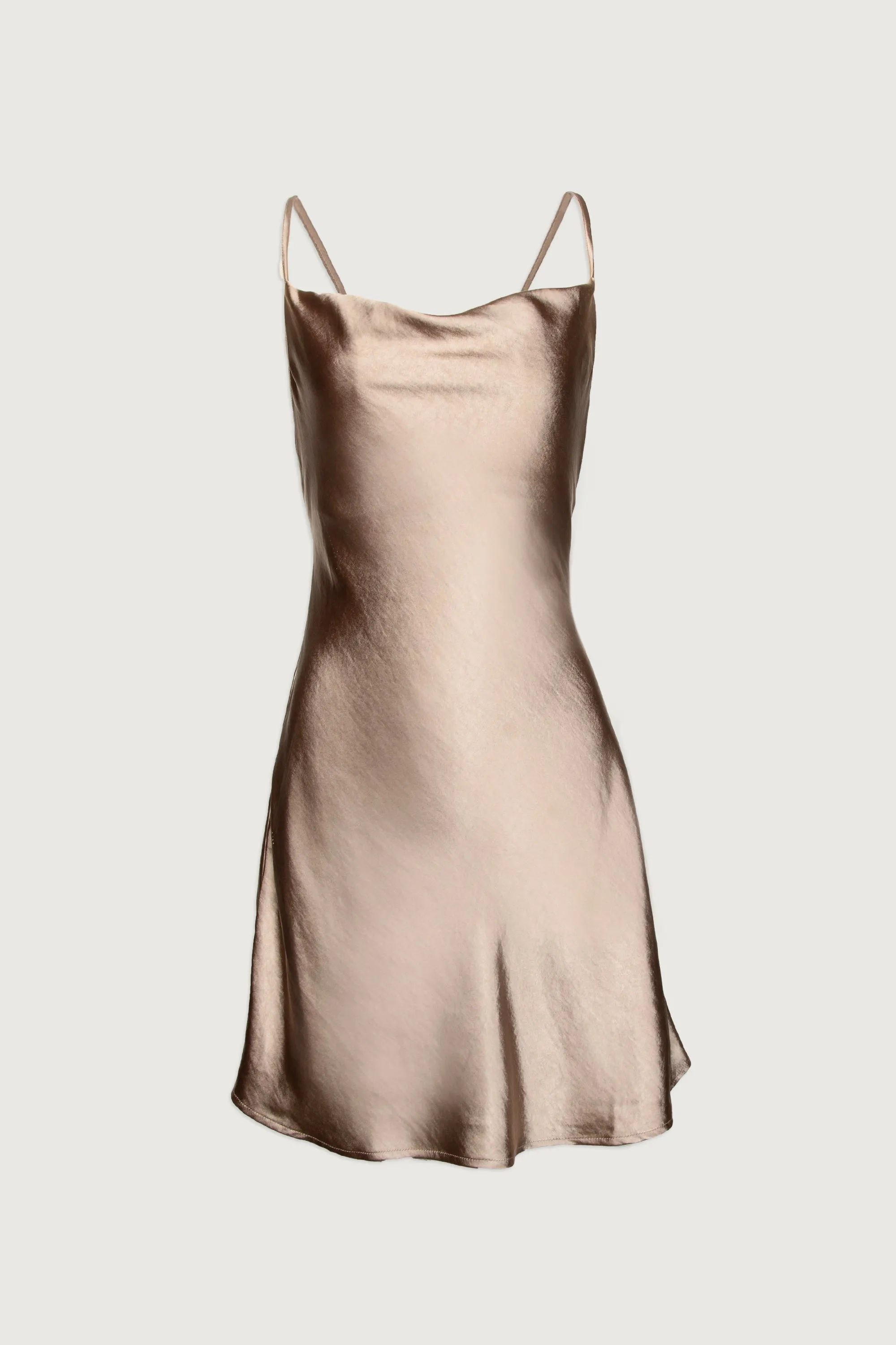 COWL NECK SATIN MINI DRESS