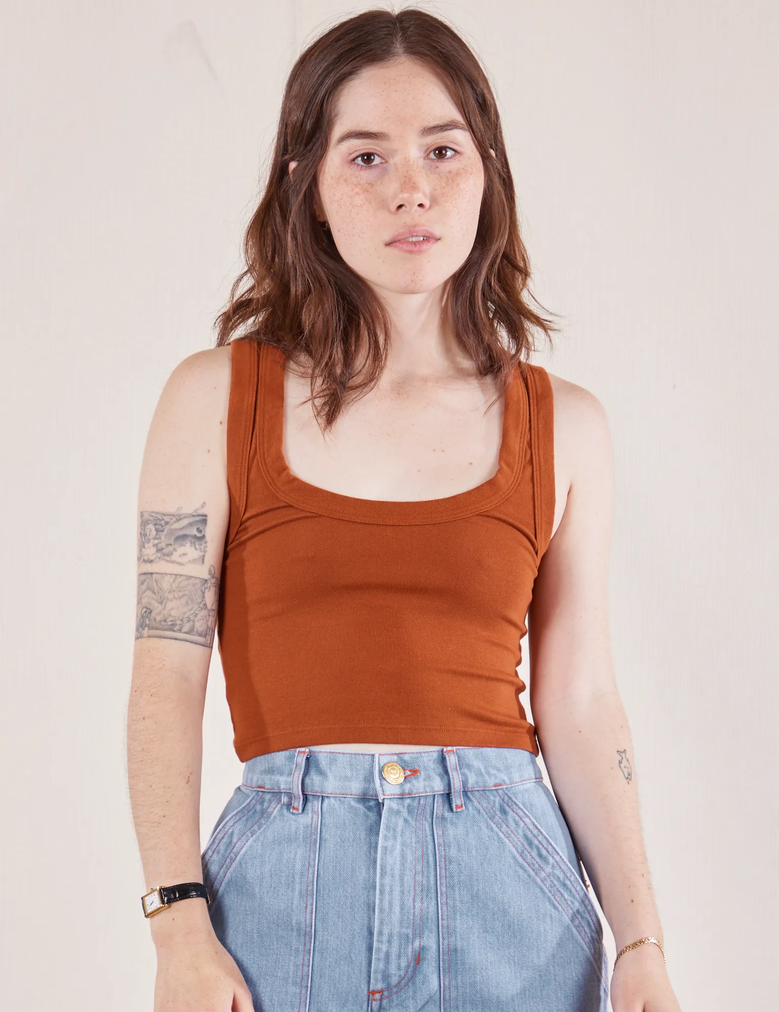 Cropped Tank Top - Burnt Terracotta