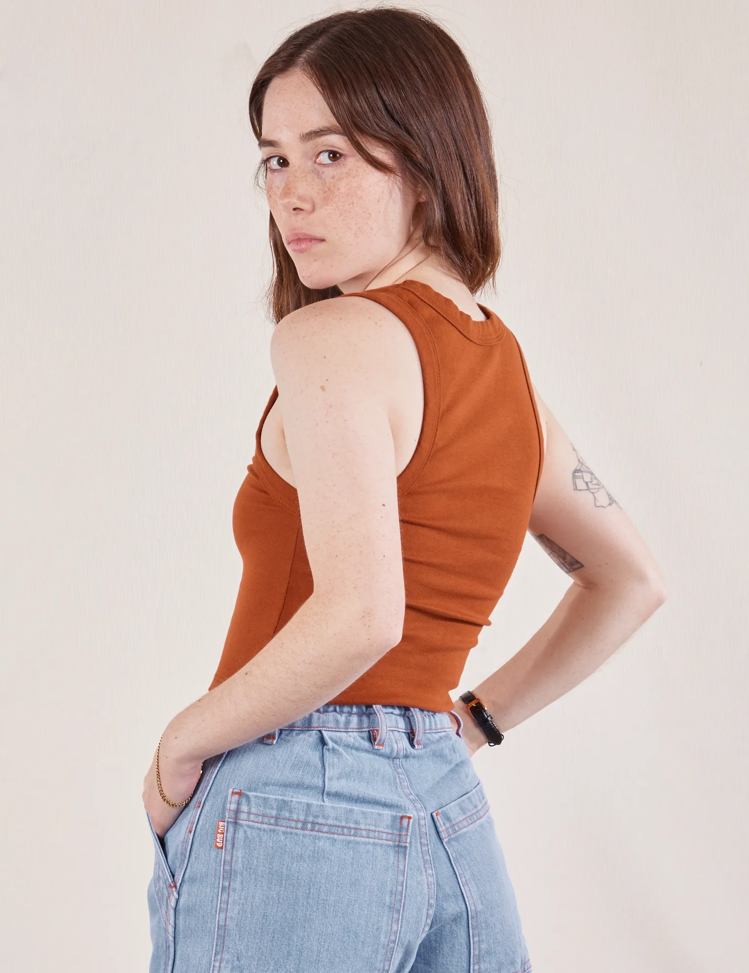 Cropped Tank Top - Burnt Terracotta