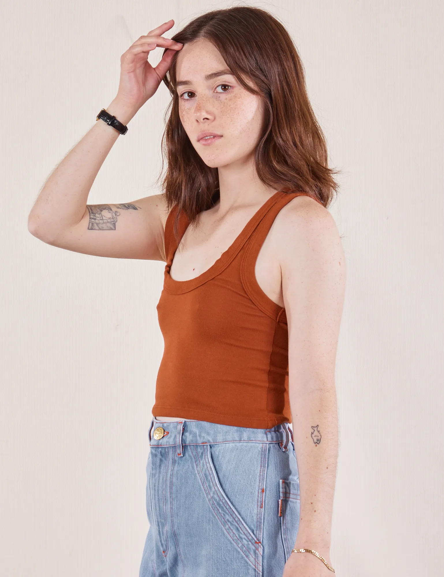 Cropped Tank Top - Burnt Terracotta