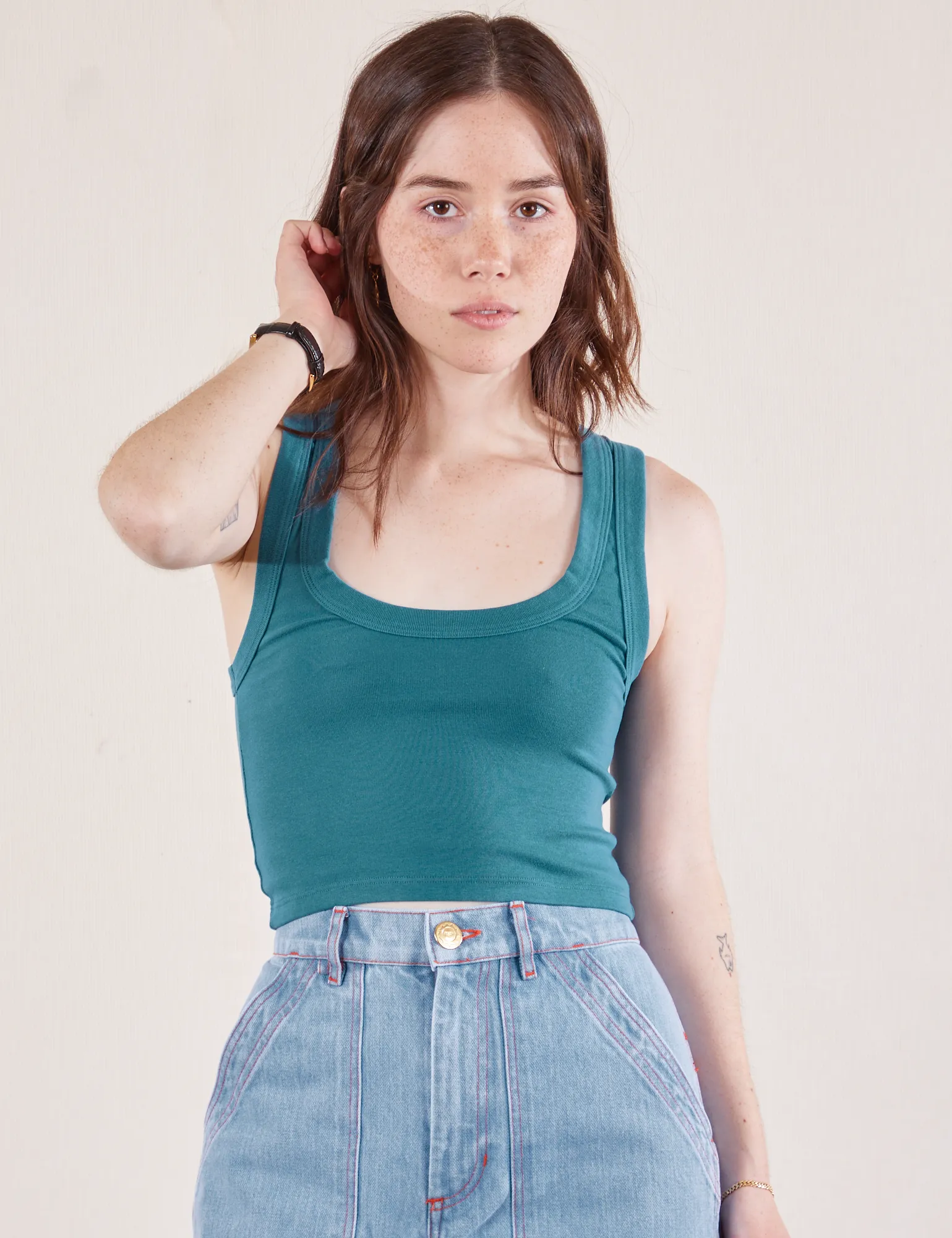 Cropped Tank Top - Marine Blue