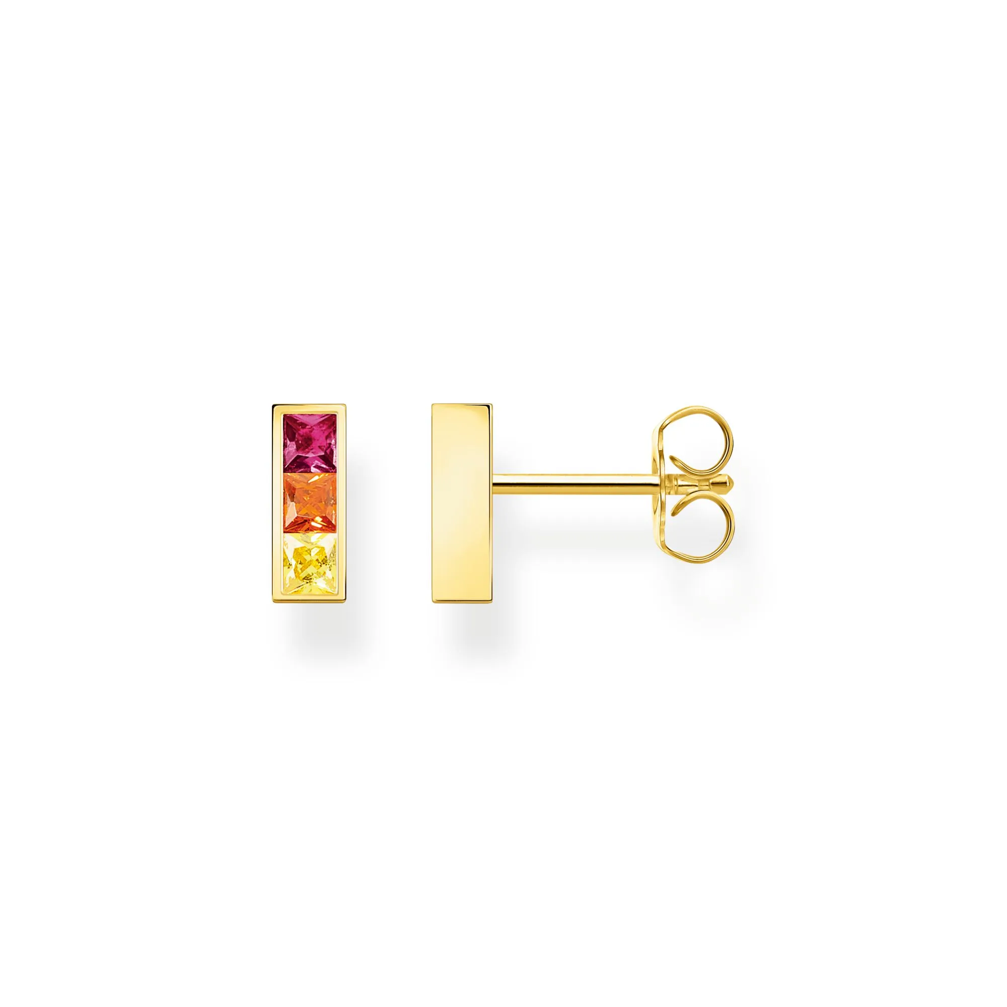 Ear studs colourful stones gold