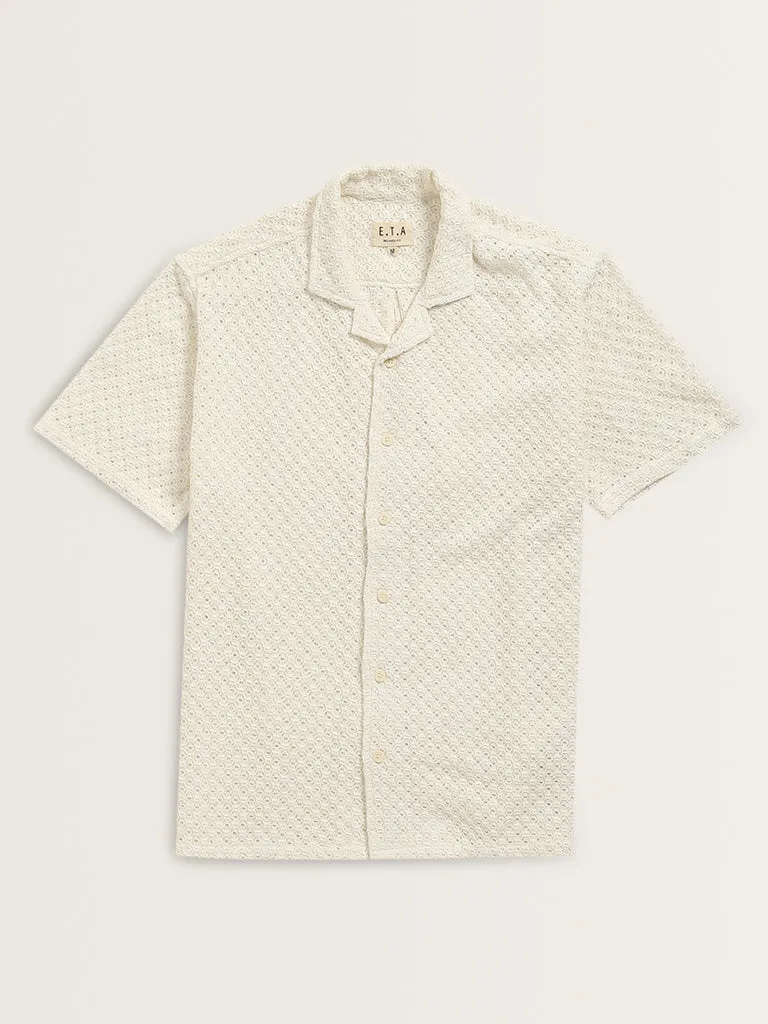 ETA White Crochet Resort-Fit Cotton Shirt