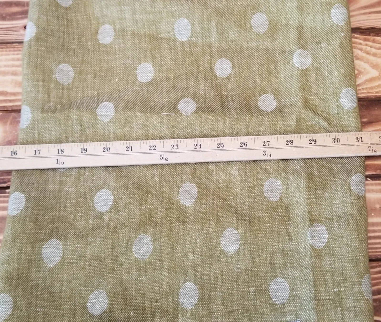 FABRIC SWATCH of Designer Deadstock Linen Reversible Dots Mustard Yellow and Ivory Jacquard Woven