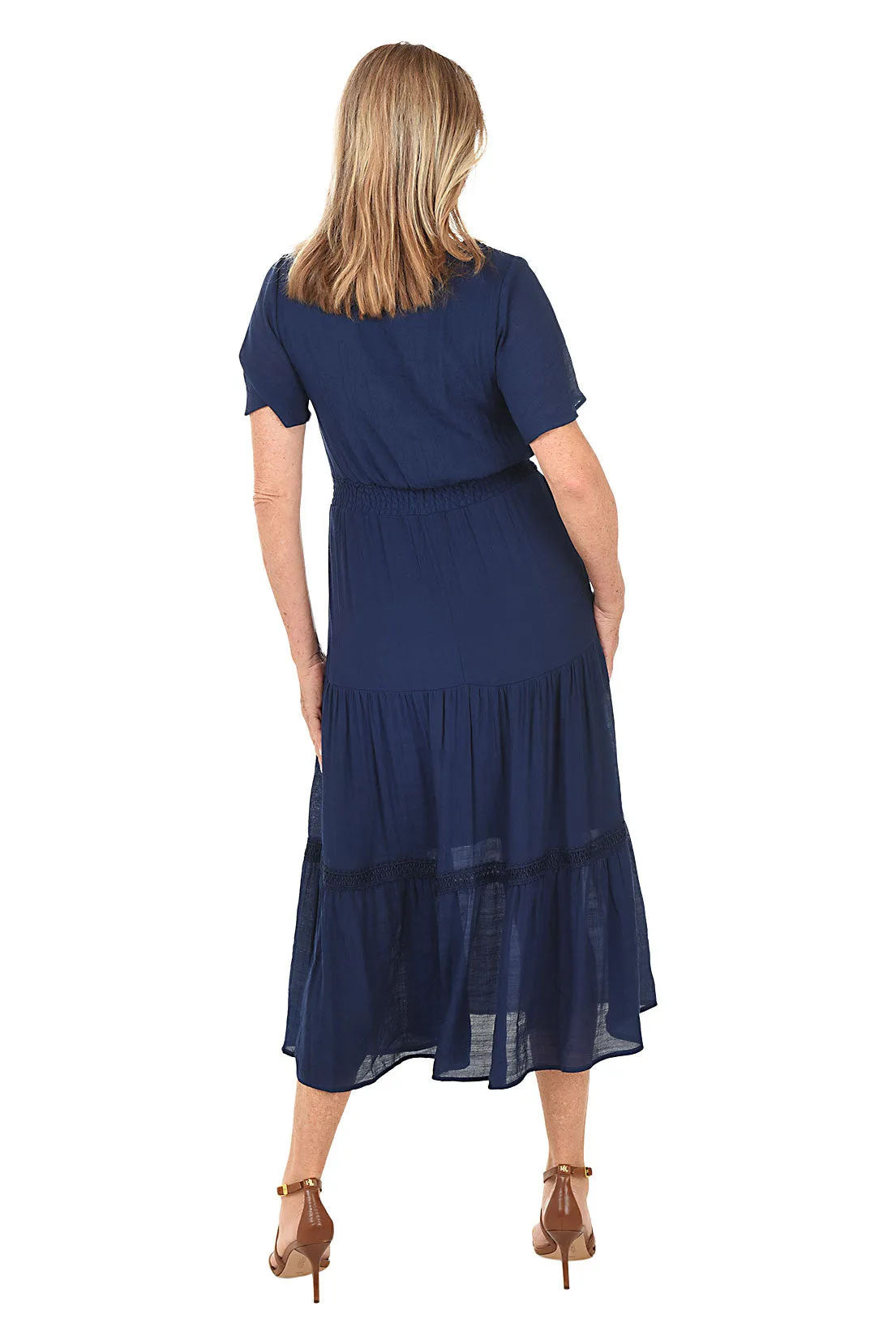 Flounce Sleeve Tiered Maxi Dress