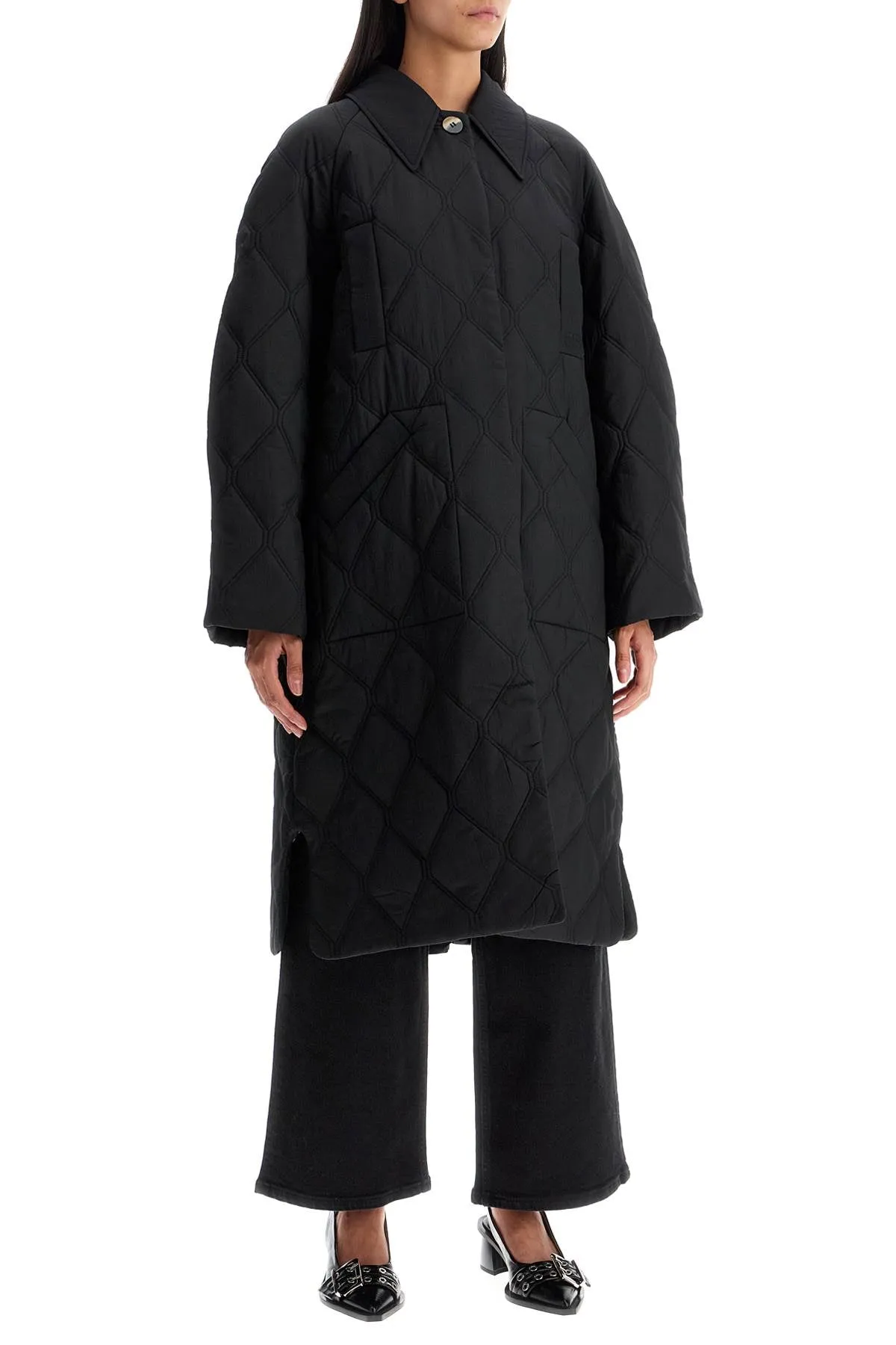 GANNI long quilted padded coat