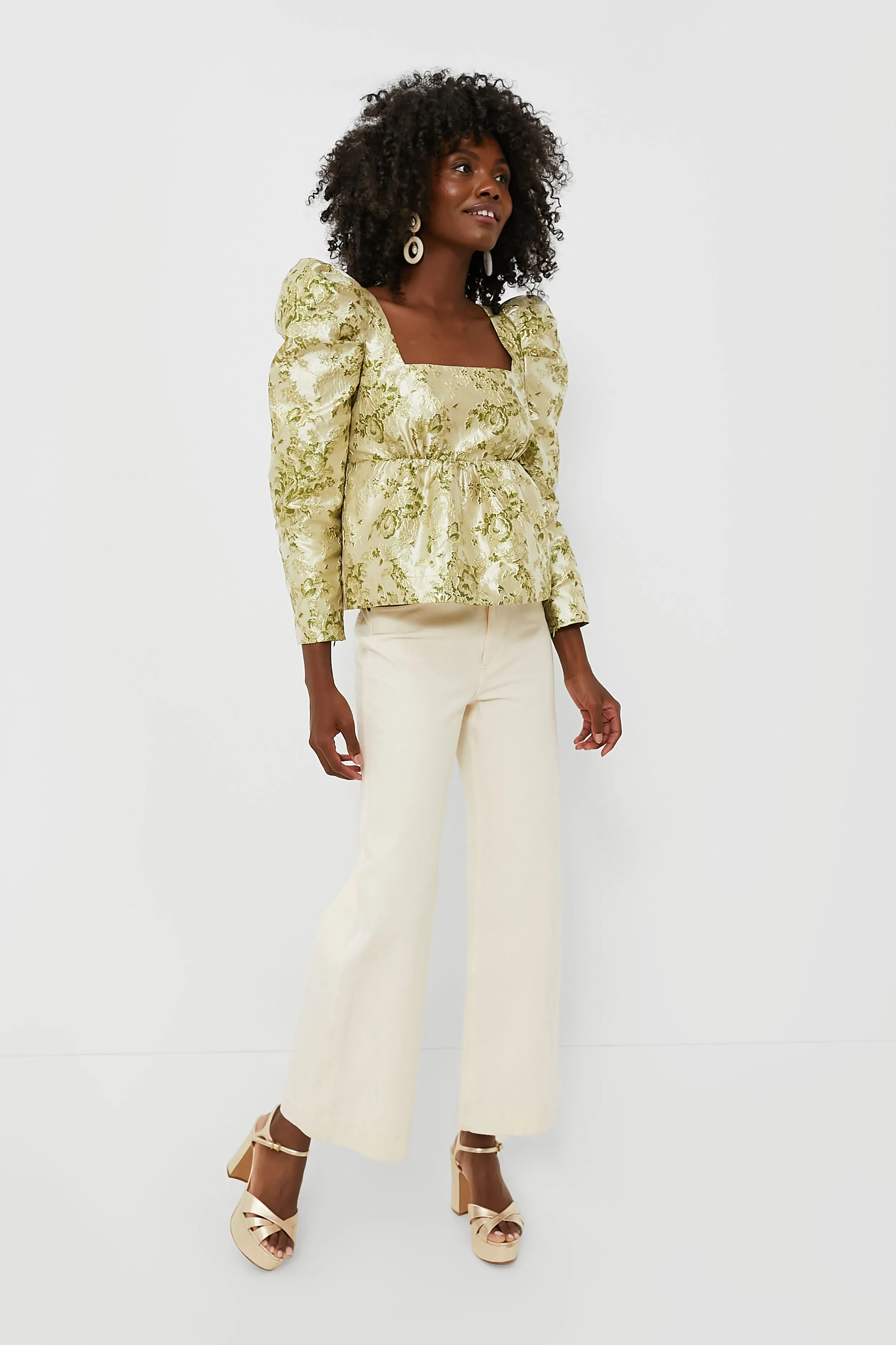 Green Jacquard Bridgerton Blouse