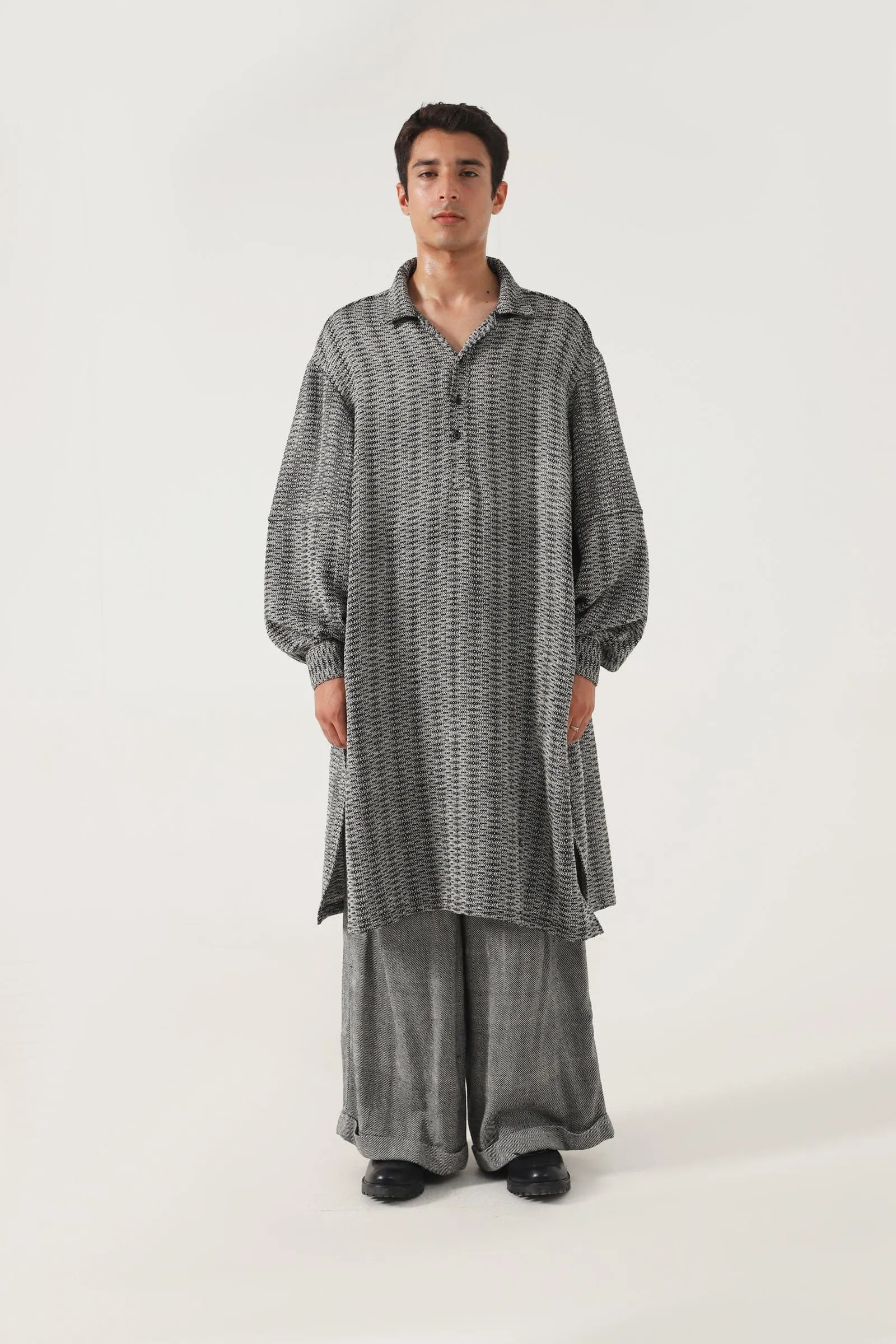 GREY HANDWOVEN SHALWAR