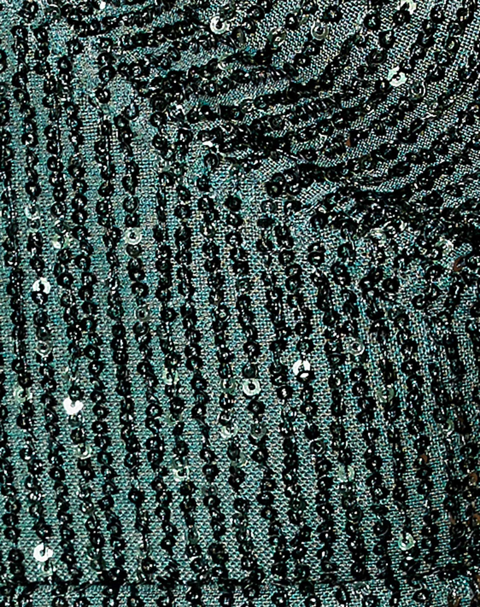 Haltri Crop Top in Drape Sequin Forest Green