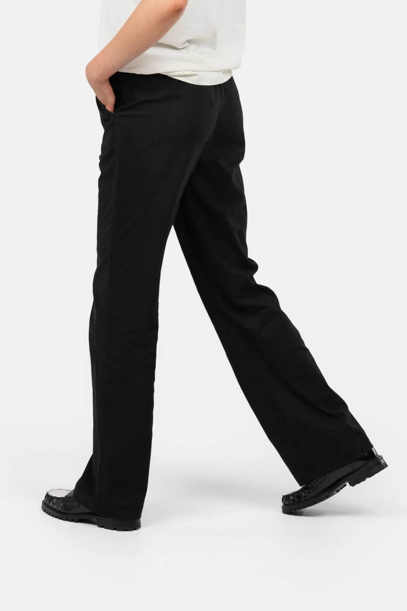 Heavyweight Linen Pants High-waisted Black