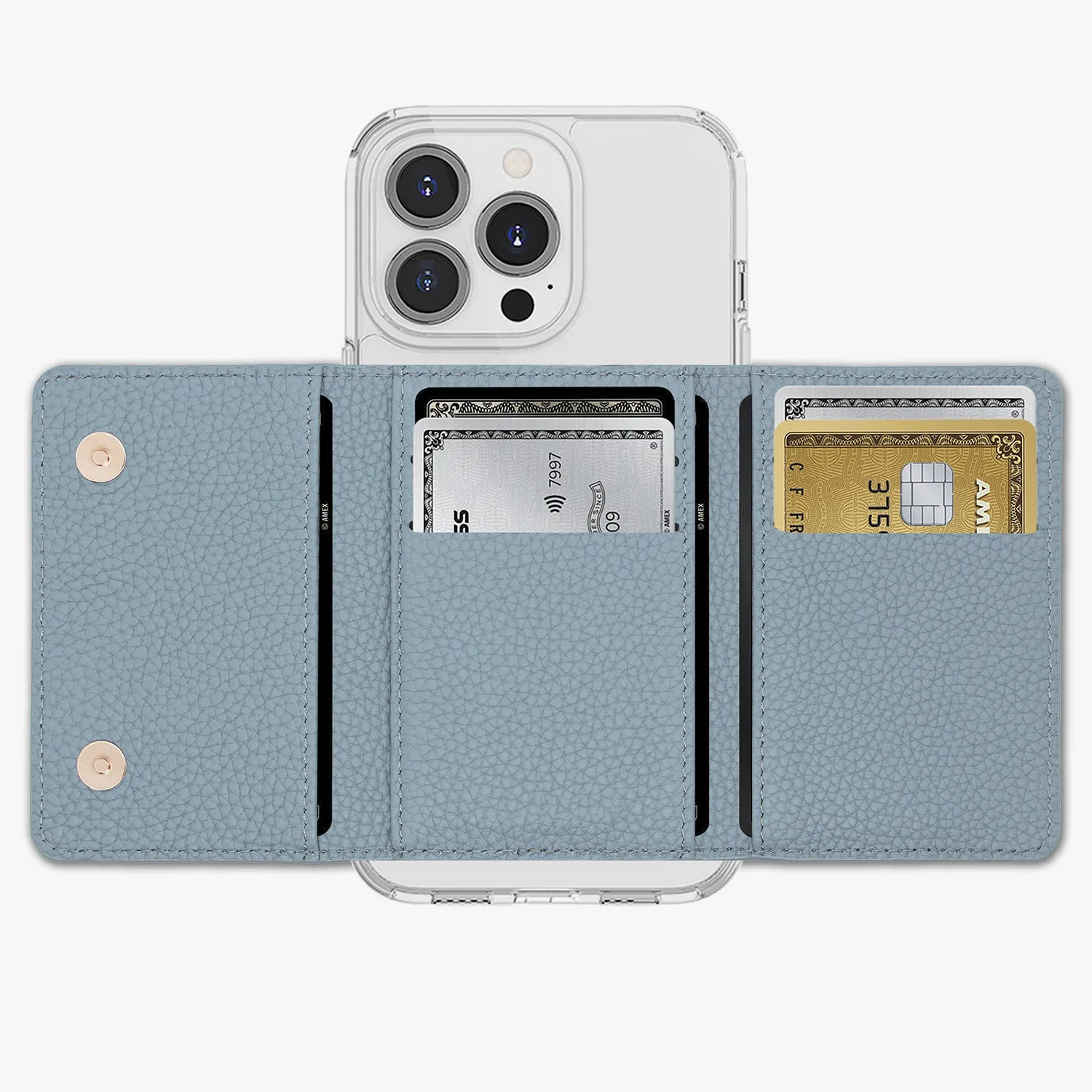 iPhone 15 Pro Max HD Clear Case with MagSafe Trifold Wallet Set