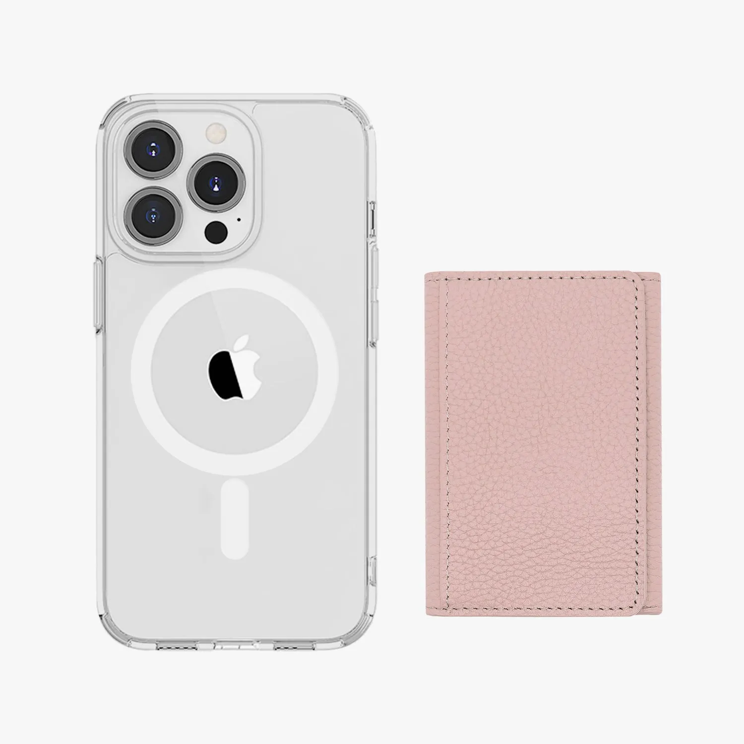 iPhone 15 Pro Max HD Clear Case with MagSafe Trifold Wallet Set