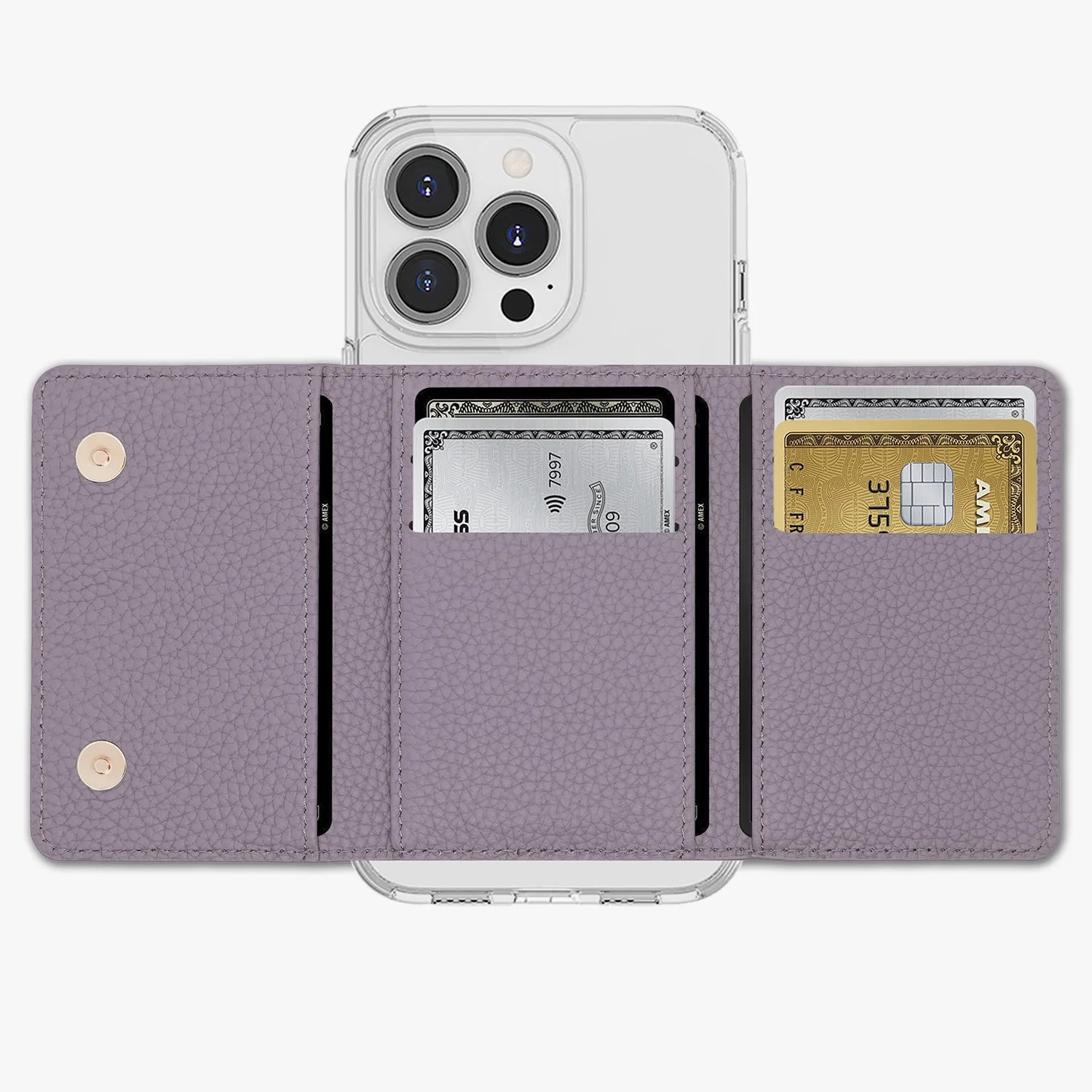 iPhone 15 Pro Max HD Clear Case with MagSafe Trifold Wallet Set