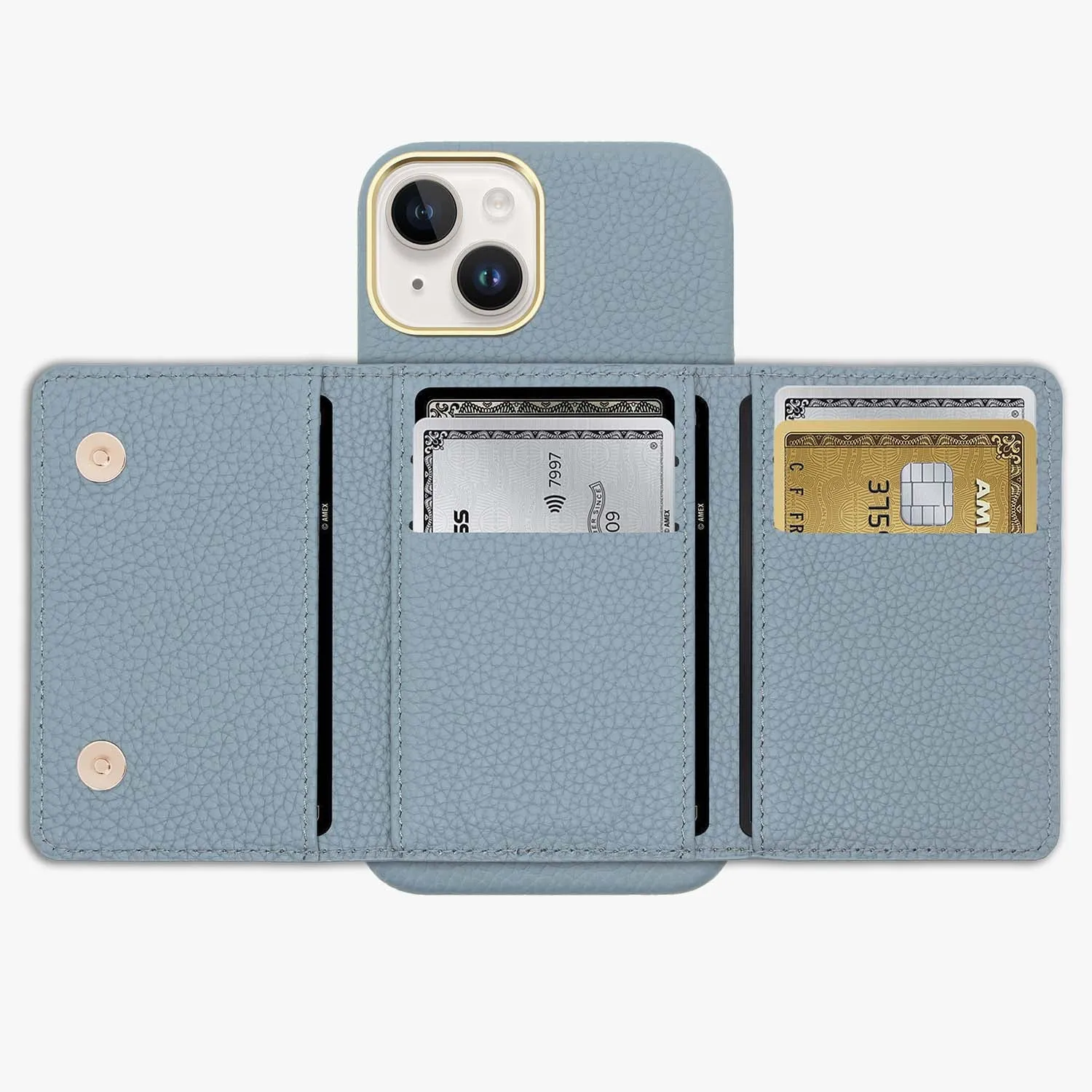 iPhone 15 Pro Max Leather Case with MagSafe Trifold Wallet Set