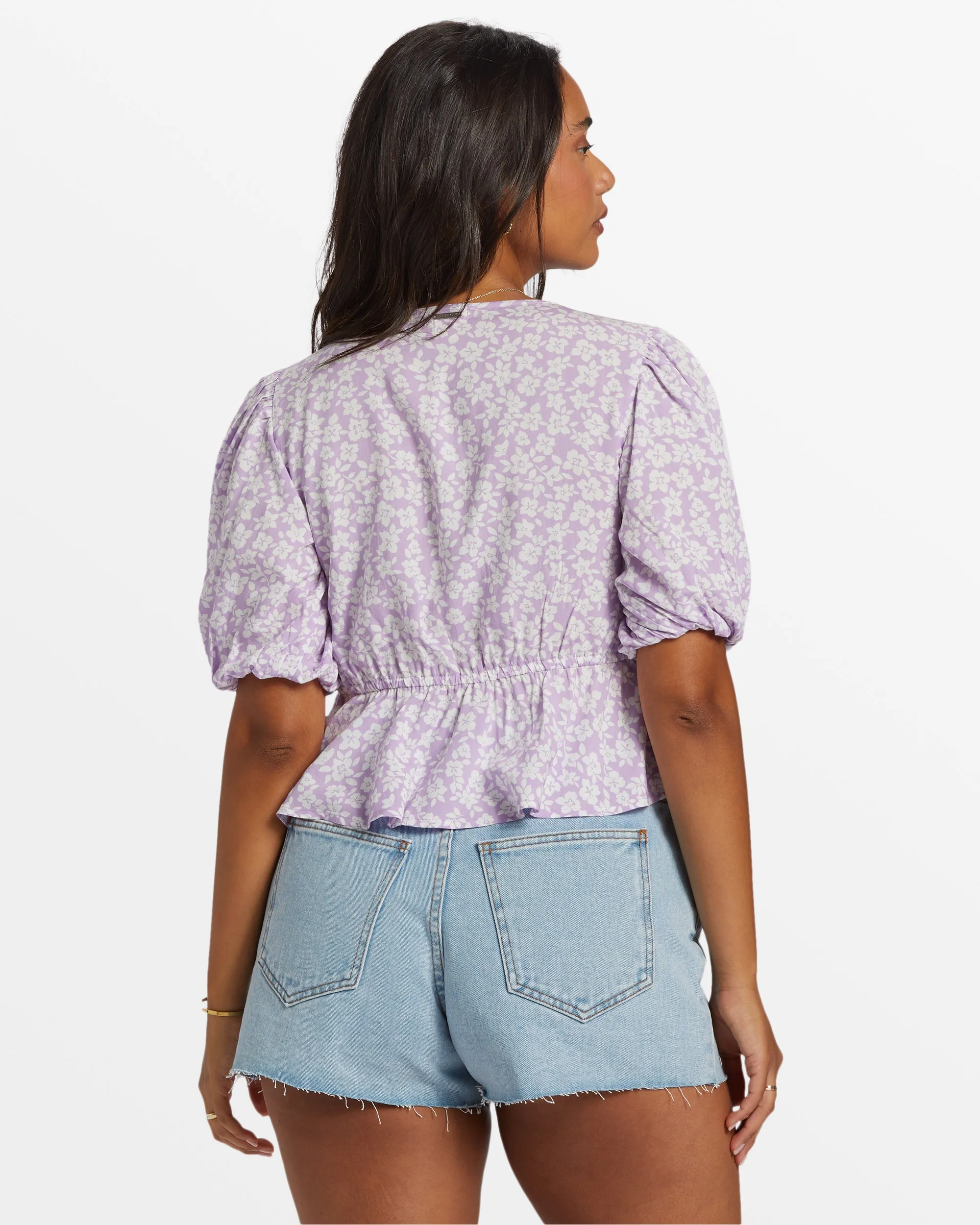 Lady Like Puff Sleeve Crop Top - Tulip