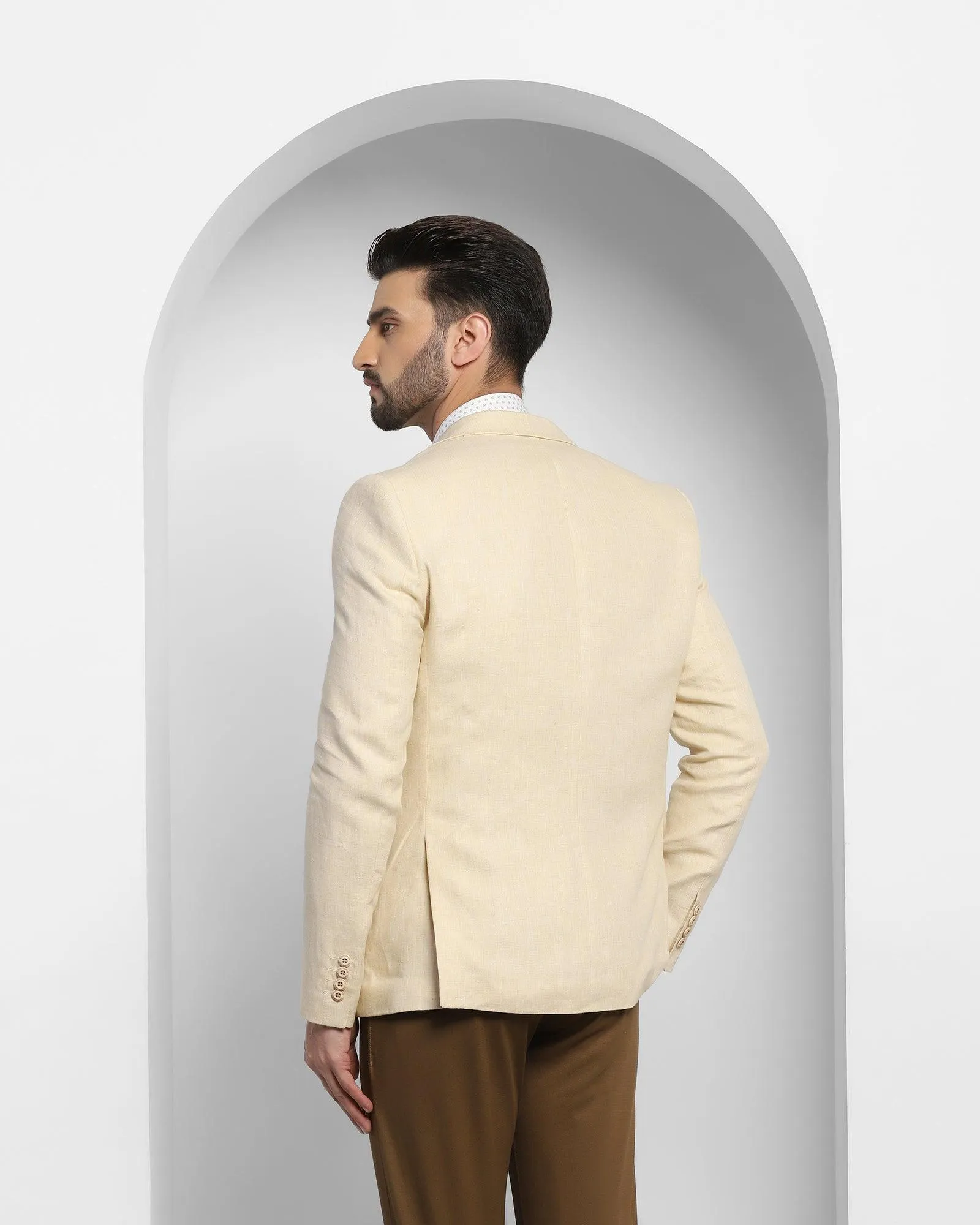 Linen Casual Yellow Solid Blazer - Luna