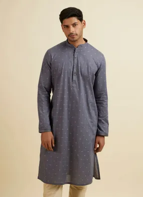 Manyawar Dark Grey Cotton Kurta Pajama Set