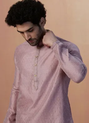 Manyawar Light Pink Jacquard Kurta Pajama