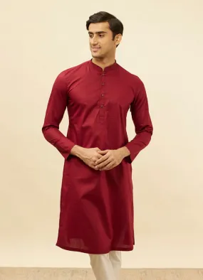 Manyawar Maroon Chevron Patterned Kurta Set