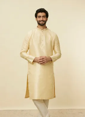 Manyawar Mellow Yellow Ogee Patterned Kurta Set