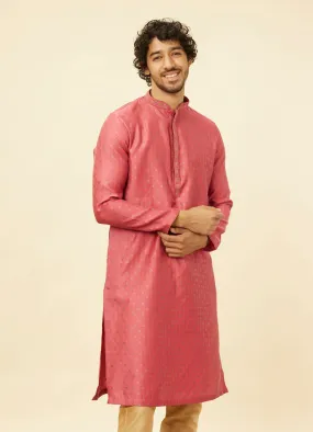 Manyawar Rouge Red Floral Buta Patterned Kurta Set