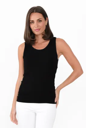 Maya Black Bamboo Scoop Singlet