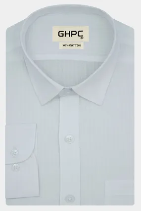 Men's 100% Cotton Self Design Full Sleeves Shirt (White)