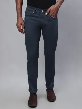 Men's Casual Flat front Airforce Blue  Trousers