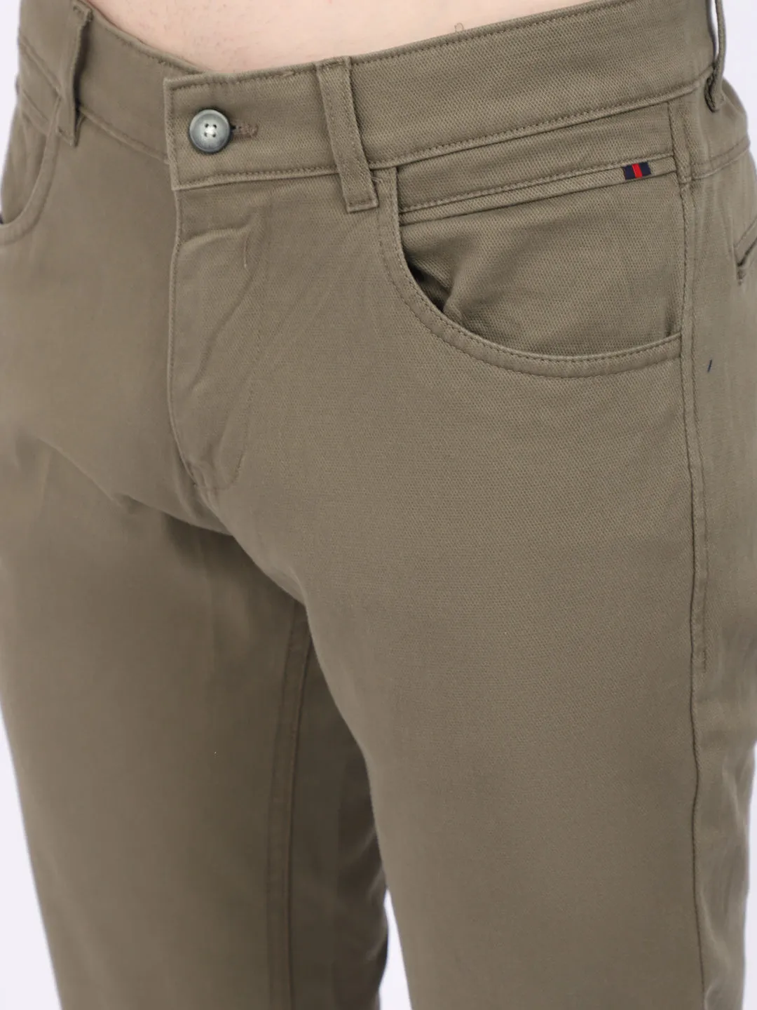 Men's Casual Flat front Olive Green  Trousers