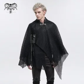 Men's Gothic Irregular Mesh Cloak with Hood