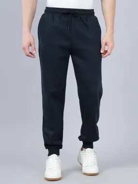 Men's Navy Blue Solid Winter Track Pant