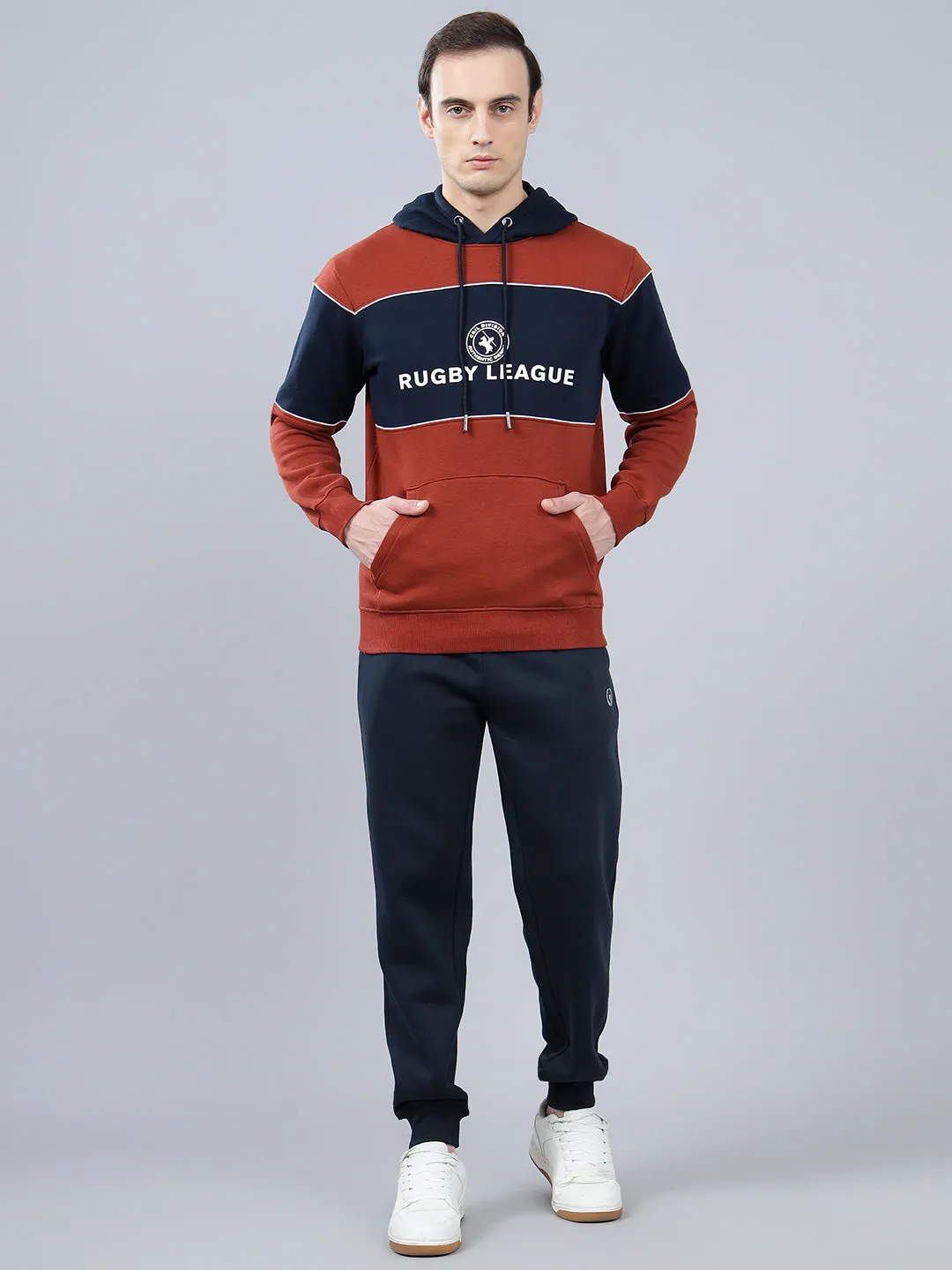 Men's Navy Blue Solid Winter Track Pant