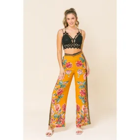 Mustard Floral Print Pants