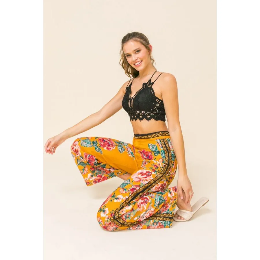 Mustard Floral Print Pants